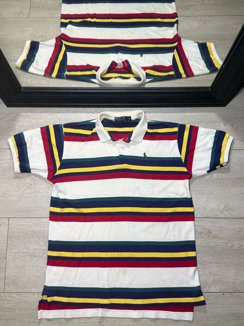 Vintage 1990s Polo Ralph Lauren Embroidered Striped Polo Shirt